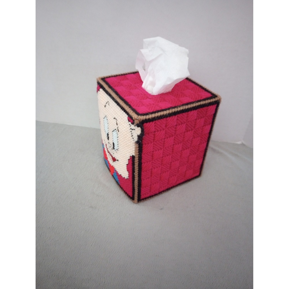 Handmade Plastic Canvas Porky Pig‎ Tissue Box Cover Holder - Picture 2 of 3